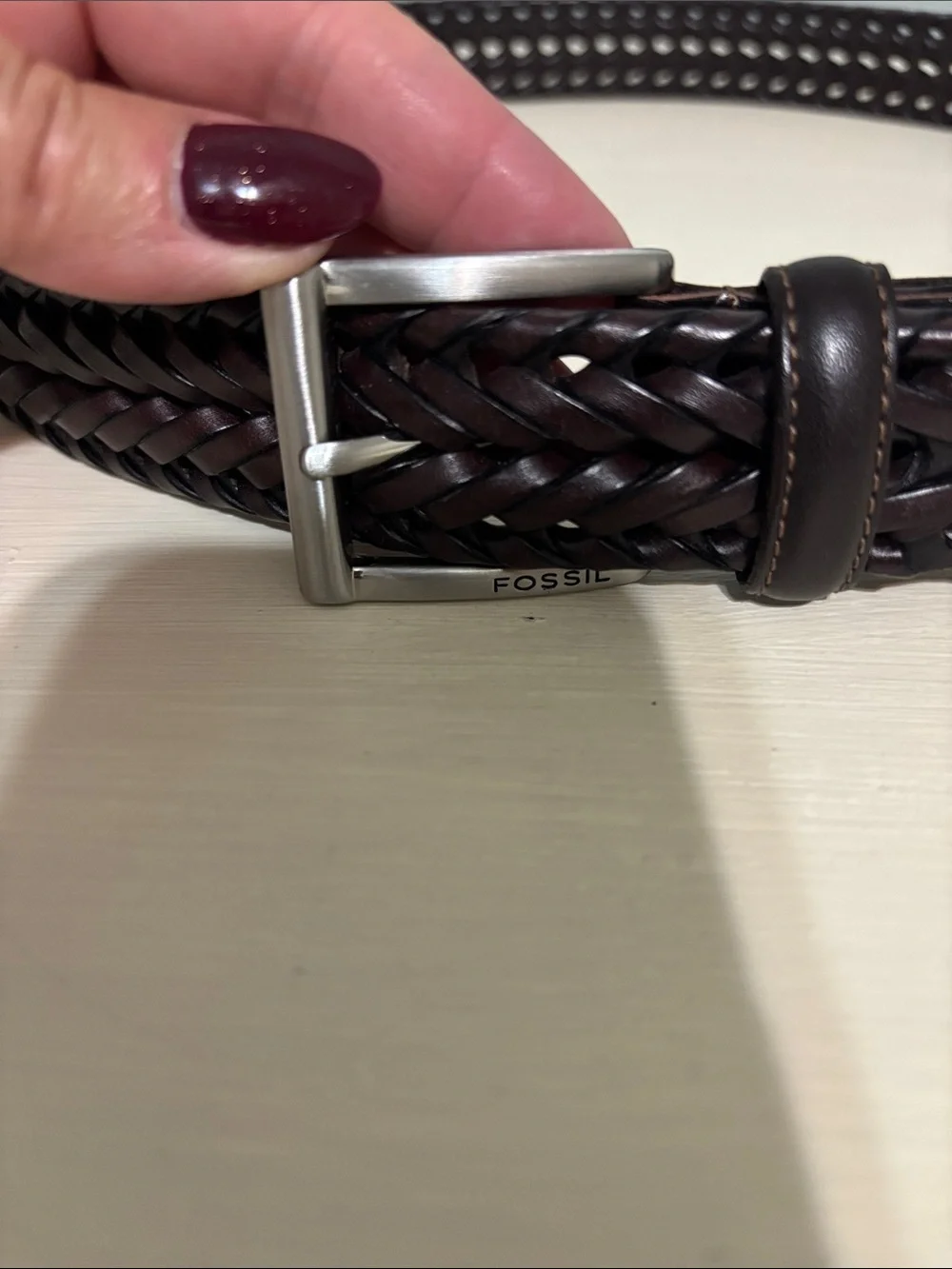Fossil Leather Belt Brown Braided Men’s 80 32